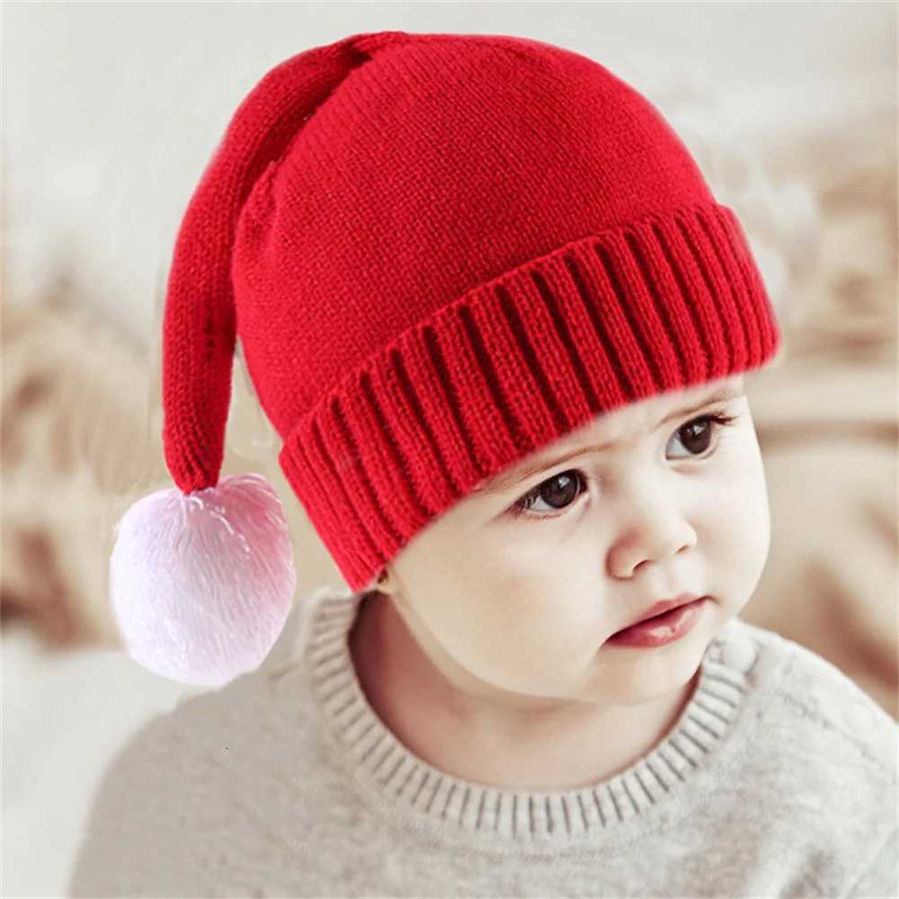 ParentChild Christmas Hat Cute Knitted Baby Hats Pompom Soft Beanie Santa Claus Hat Winter Warm Knit Beanie Cap New Year GiftW251027