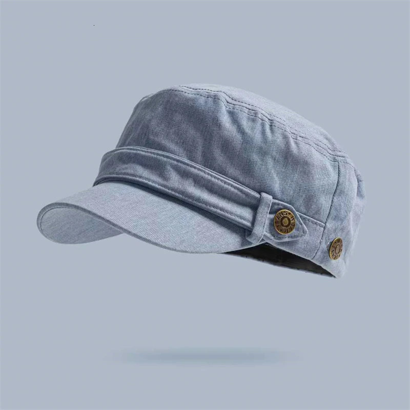 Unisex Solid Color Flat Top Military Cap Adjustable Outdoor Fisherman Caps Cadet Army Cap Retro Army Hats Bone Womens Mans Cap 251027