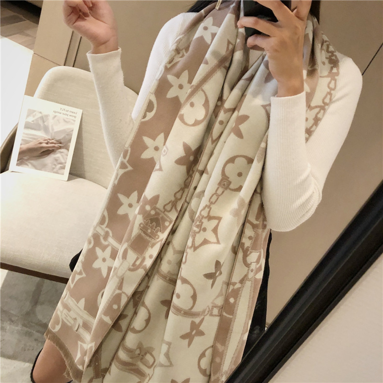 Free shipping Designer Scarves 2025 New Autumn Winter Fashion Double sided Scarf for Women Extended Thickened Warm Shawl