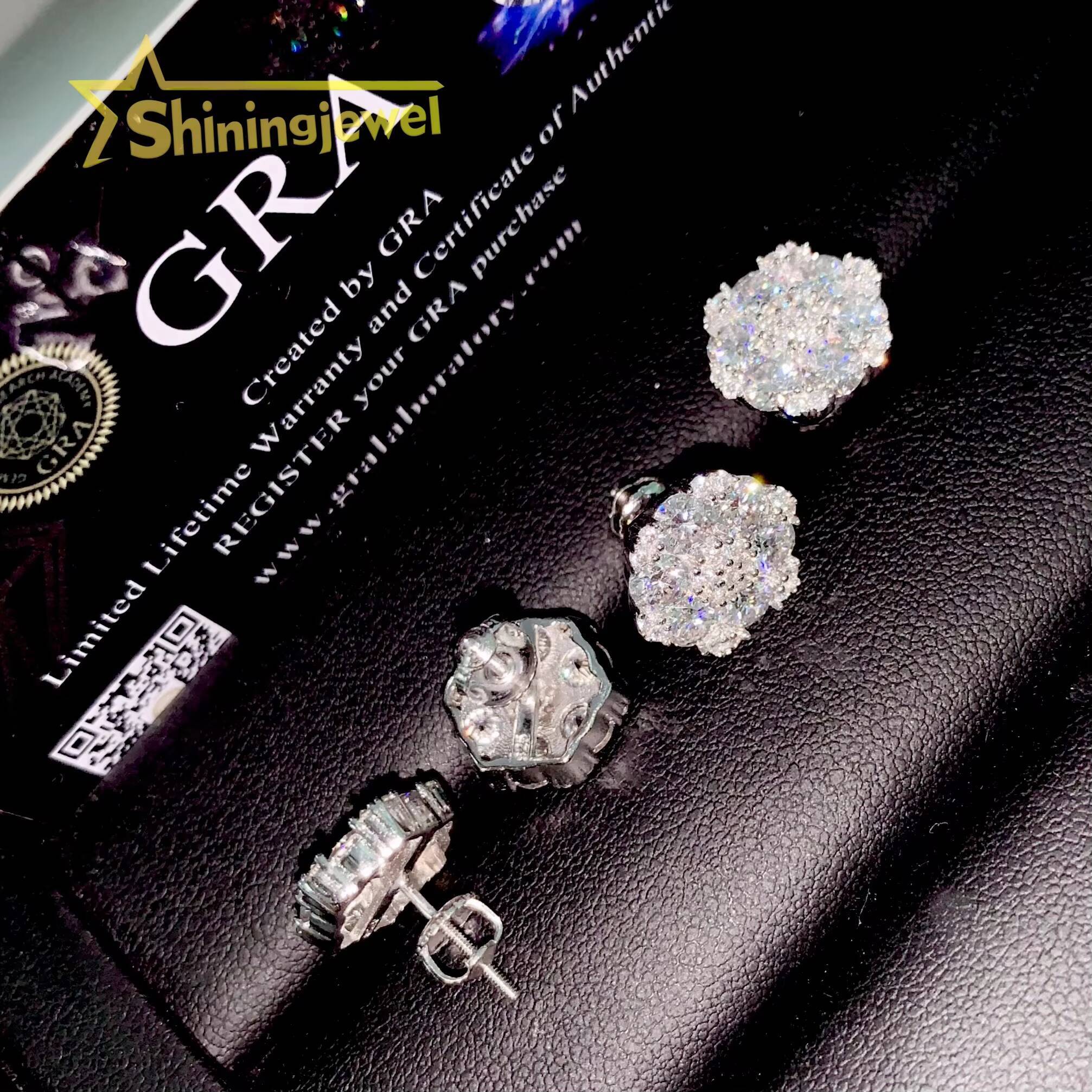 Big Cluster Flower Earrings 135mm Moissanite Flower Stud Earrings Hip Hop 925 Silver Gold Plated Pass Diamond Tester - view 3