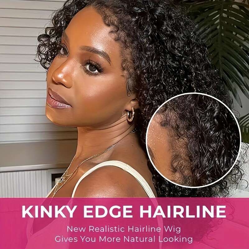 10A 4C Kinky Curly Lace Front Wig - Glueless Human Hair With Baby Hair, HD Transparent 5X5 Closure, Realistic Hairline For Women, 180% Density, Natura