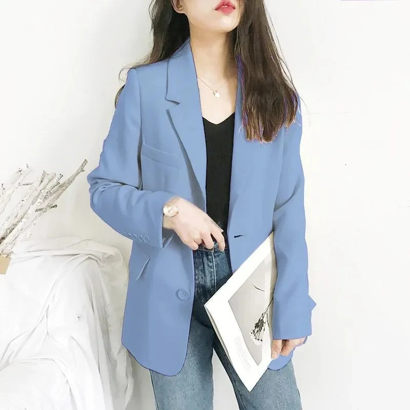Womens Blazers Suit Coat Sports Notched Casual Blazer Korean Fashion Lady Office Work Femme Candy Color 251027