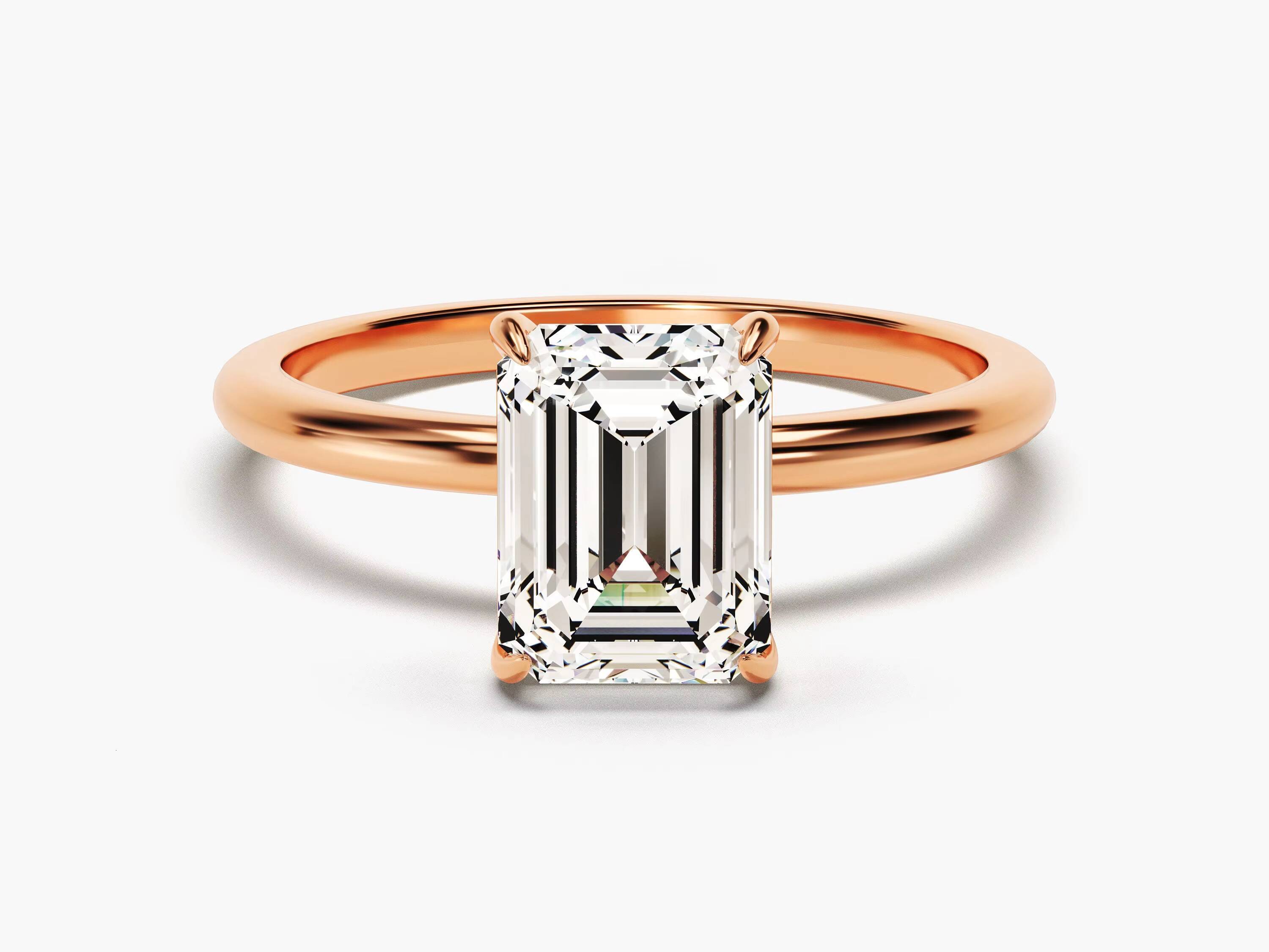 15 CT Emerald Cut Diamond Engagement Ring 14k 18k Gold Dainty Engagement Ring 4 Prong Solitaire Diamond Ring