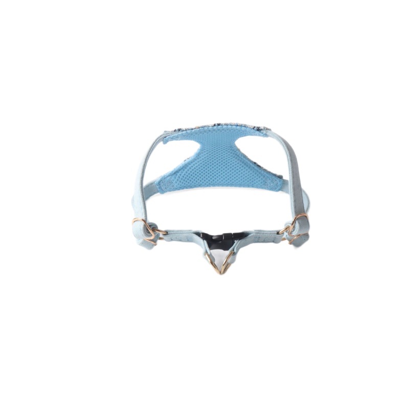 Tweed Pet Harness and Leash Set with Triangular Accent - Breathable Mesh Walking Vest with Double Hooks, Stylish Adjustable Harness for Small Medium D