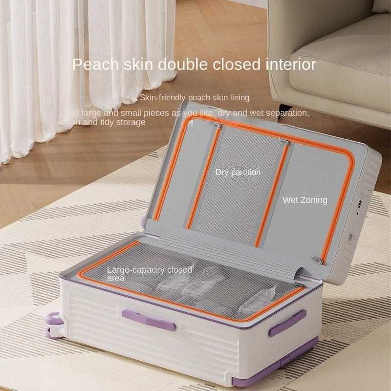 Wide Handle Suitcase Large Capacity Anti Scratch Luggage Front Opening Travel Case Multifunctional Trolley SuitcaseW251027