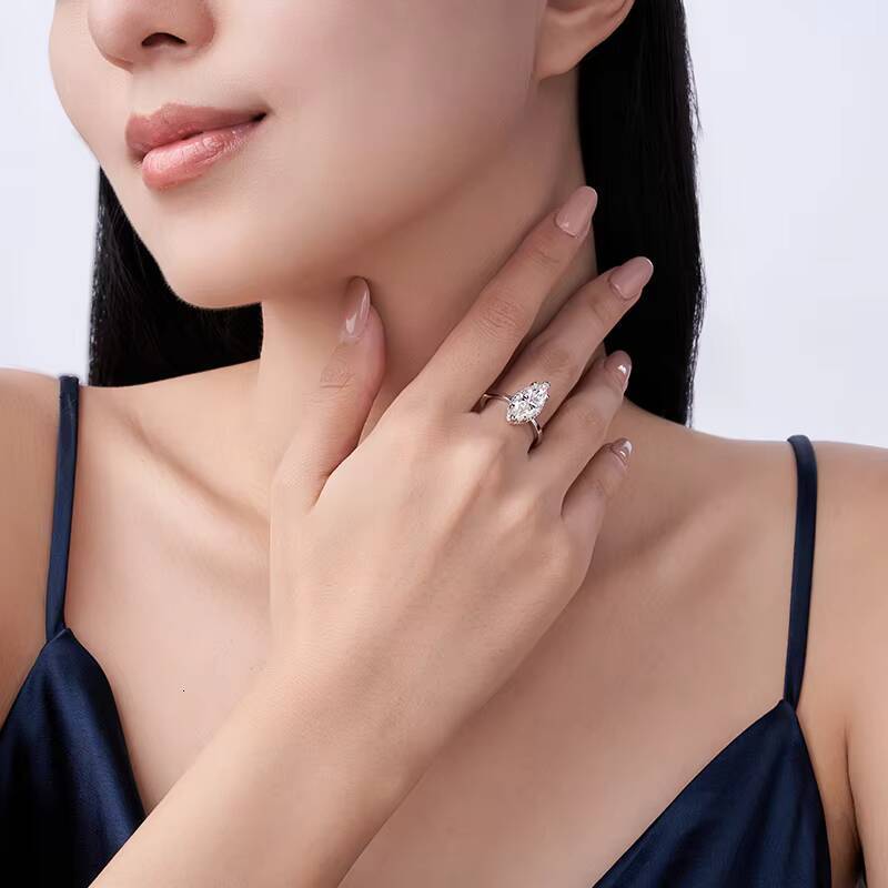 Romantic Pear Marquise Cut VVS1 Moissanite Rings 925 Silver Engagement Wedding Moissanite Fine Jewelry Ring