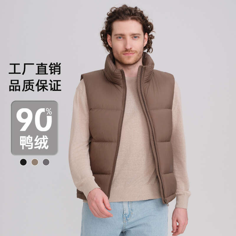 White Duck Stand Collar Thickened Down Men's Vest 2025 New Autumn Winter Warm Casual Jacket