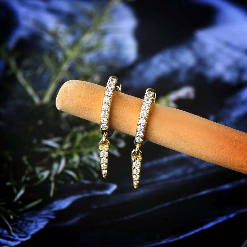 Passed Diamond test 15mm 006CT Moissanite 925 Sterling Silver Fashion Drop Hoop Earring for Women