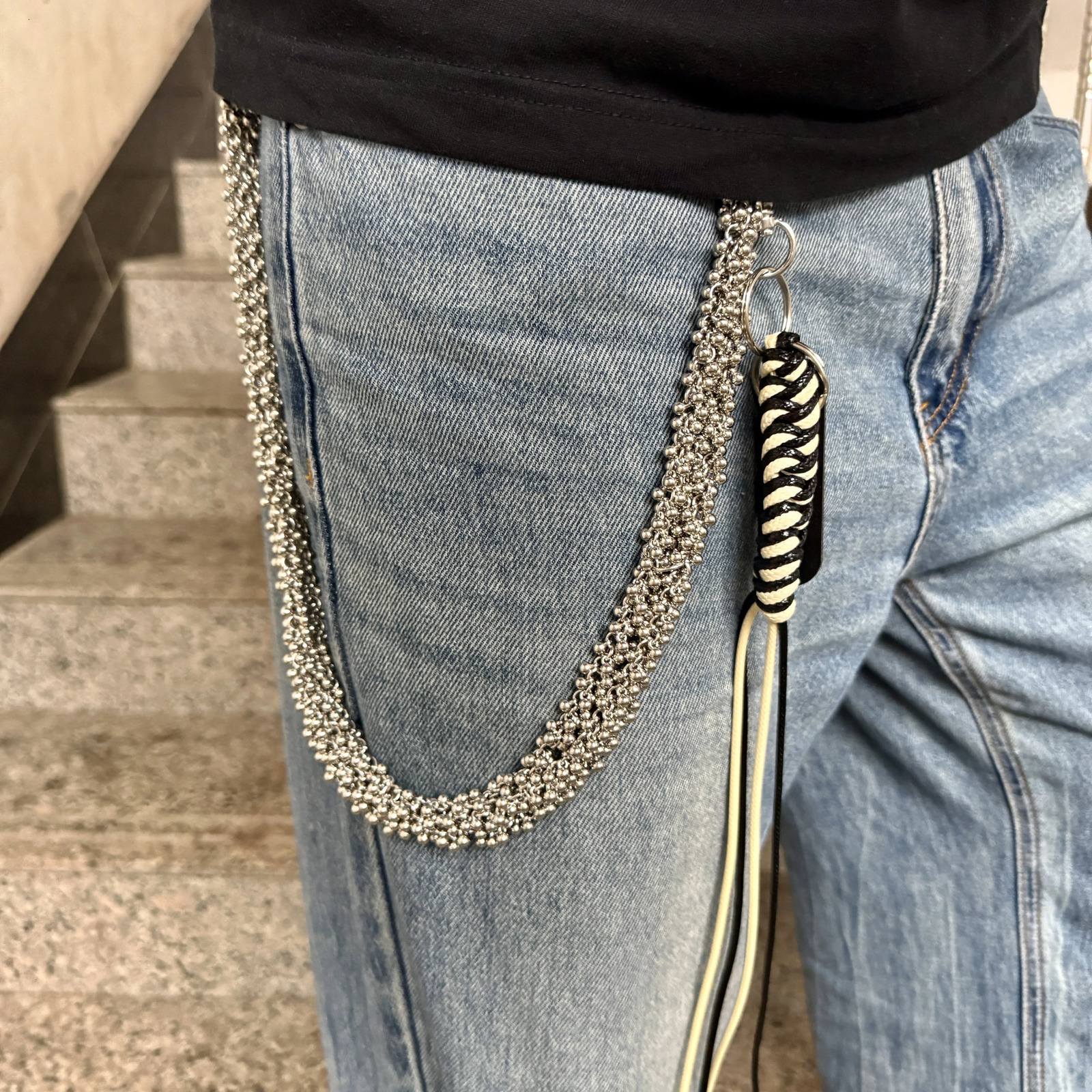 punk style pants chain handmade small hanging bead chain personalized neutral waist decoration 251024