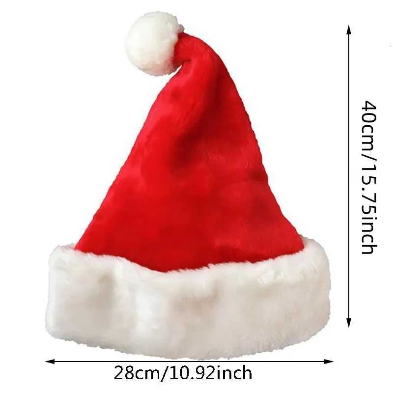 Plush Christmas Hat for Adult Kids Thickened Warm Santa Claus Red Xmas Hats Cap Merry Christmas New Year Party DecorationW251027