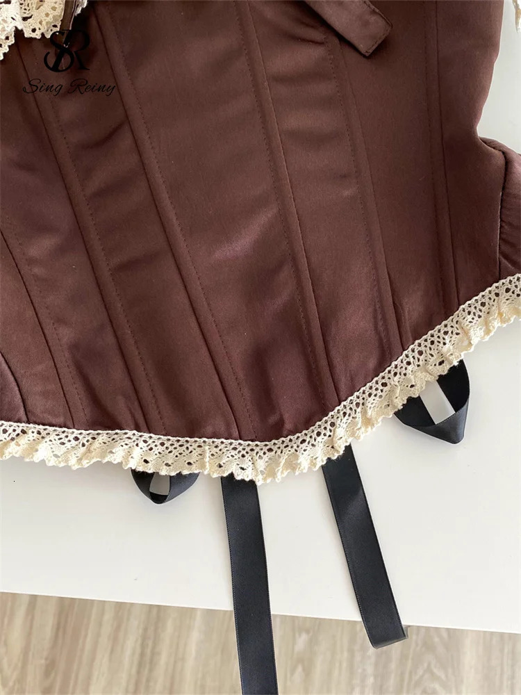 SINGREINY Sexy Vintage Strapless Tops Sleeveless Bow Lace Spliced Backless Bandage Camis 2025 Ladies Slim Sexy Streetwear Corset 251027