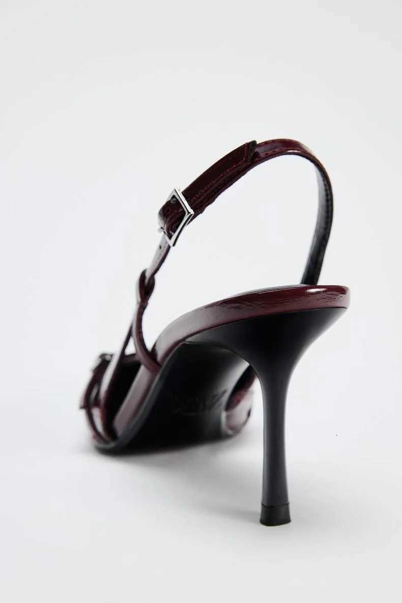 Sexy Pointed Toe Thin Heels Mules Shoes Women Belt Buckle Elegant Fi Party Shoes Designer Slingbacks Sandals Women PumpsXJ251027