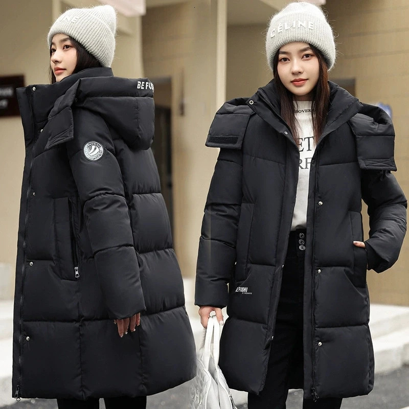 WomenS Winter Down Cotton Jacket Warm Thicken Padded Korean Loose Plus Size Parkas Outwear Long Coat 251027
