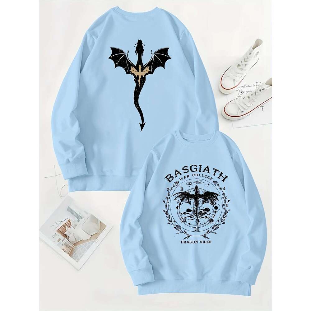 Basgiath War College 2-sided Sweatshirt Fourth Wing Comfort Gift for Book Lover Long Sleeve Fleece Sweatshirt Y2K Streetwear