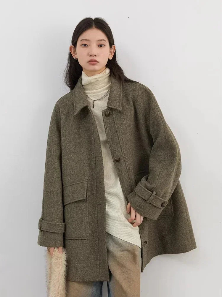 CHIC VEN Women Woolen Coat Casual Single Breasted Long Loose Solid Female Overcoat Ladies Outerwear Autumn Winter 251027
