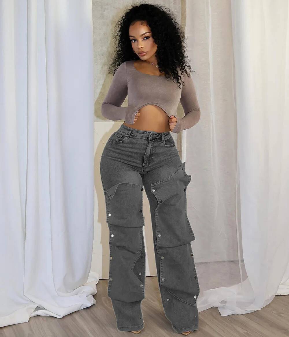 winter jacket women Hip Hop Jeans Cargo Pants Sexy Women High Waist Elegant Streetwear Denim Straight Trousers