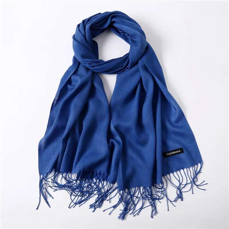 Fashion Solid Scarf Wen Cashmere Soft Winter Warm Scarves Hijab Fa Long band Shawl Wraps Bandana Foard 2022 EcharpeW251027