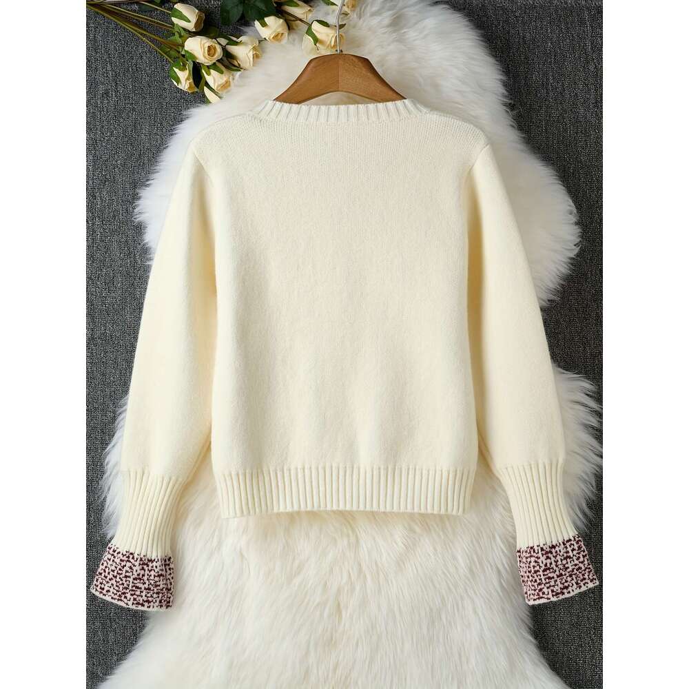 A White Sweater Women, Perfect For Spring Autumn, Featuring A Sophisticated Design And Unique Cardigan Style.