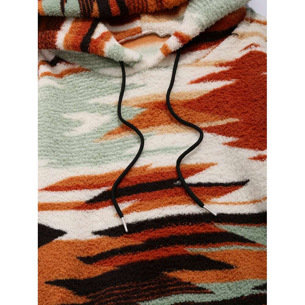 Women's Aztec Tribal Print Hoodie - Ultra-Soft Fleece-Lined Pullover Sweatshirt, Cozy Winter Hooded Everyday & Special Ocns, Autumn/Winter Clothi
