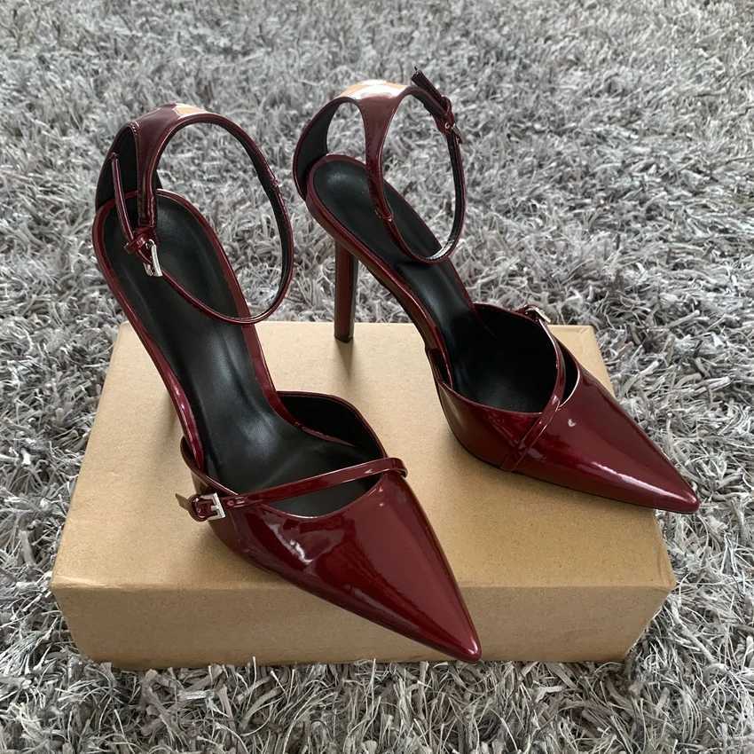 Sexy Pointed Toe High Heel Women Shoes Elegant Ankle Strap Patent Leather Stilettos Luxury Prom Weddings Bridal Pumps for LadiesXJ251027