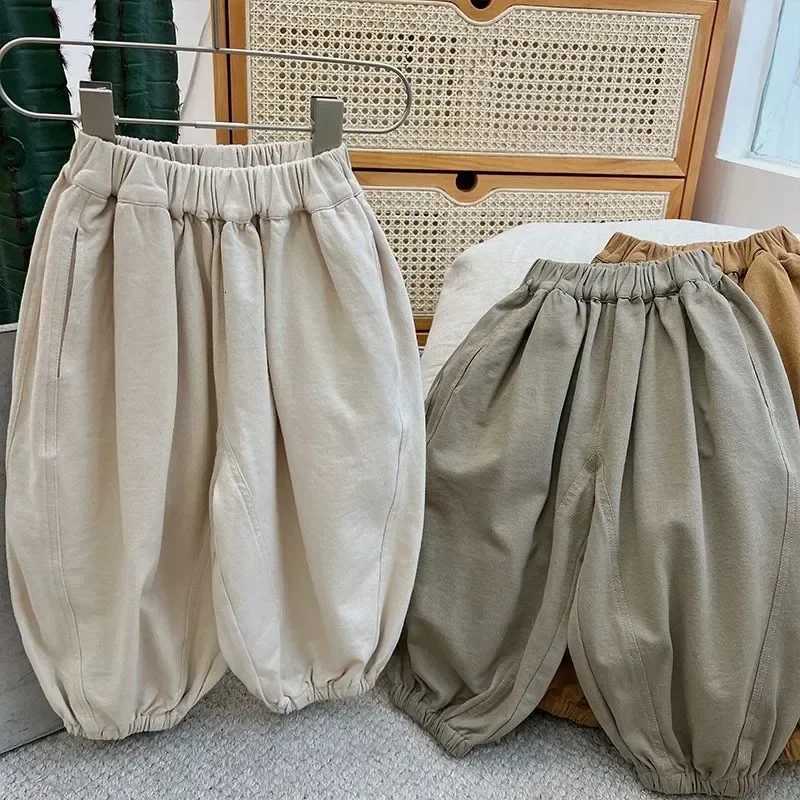 Boys Loose Casual Lantern Pants Spring and Autumn New Baby Harlan Pants Solid Color Boys and Girls PantsT251027