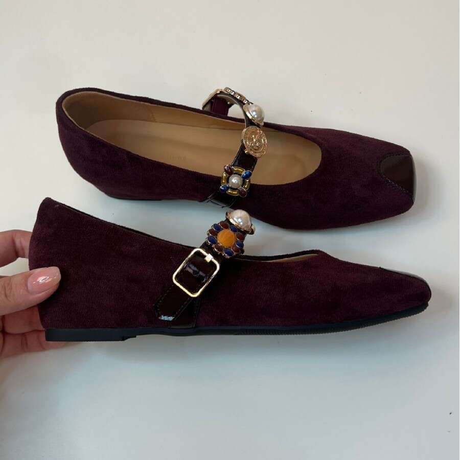 Sheepskin French Mary Jane 2025 New Shallow Mouth Single Strap Flat Shoes for Women