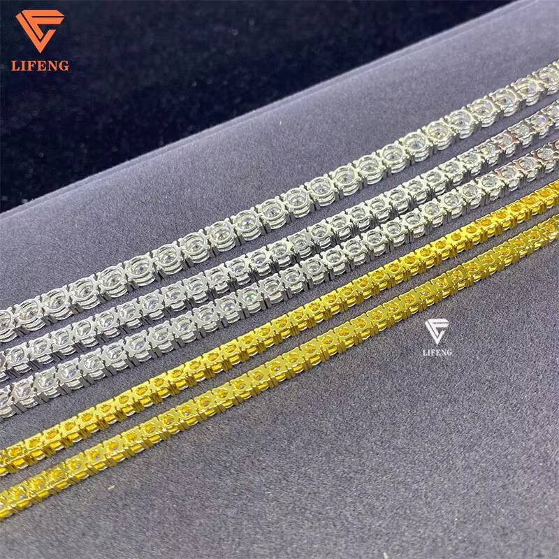FactoryPrice 3mm 4mm 5mm Moissanite Diamond Tennis Chains Hip Hop Silver Jewelry Necklaces Bracelets for Men Women Gift