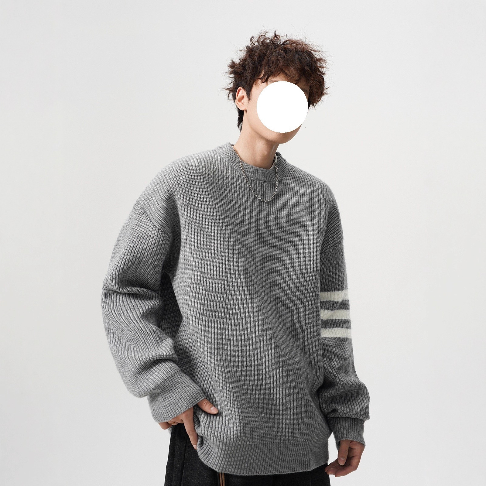 Round Neck Designer Sweater Sweater Men Autumn Winter Trendy Brand Solid Color Long Sleeve Base Shirt Casual Korean Style Inner Wear Knitted Men'