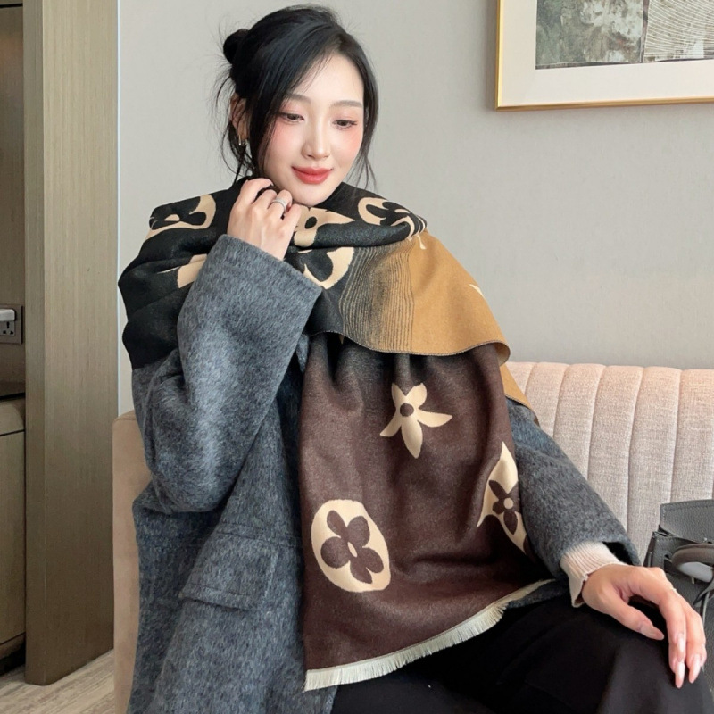 Luxury Women's Scarf Double-sided Shawl Premium Designer Thickened Blanket Fashion Pattern Gradient Color 180*65cm