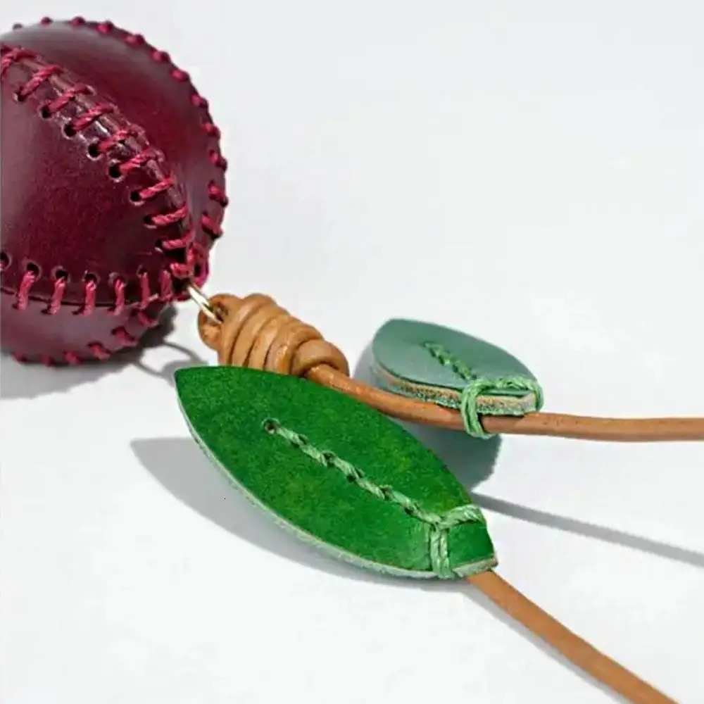 Genuine Leather Pomegranate Fruit Pendant Creative Handmade Fashion Delicate Handbag Ornament Cute Personalized Bag Accessories 251027