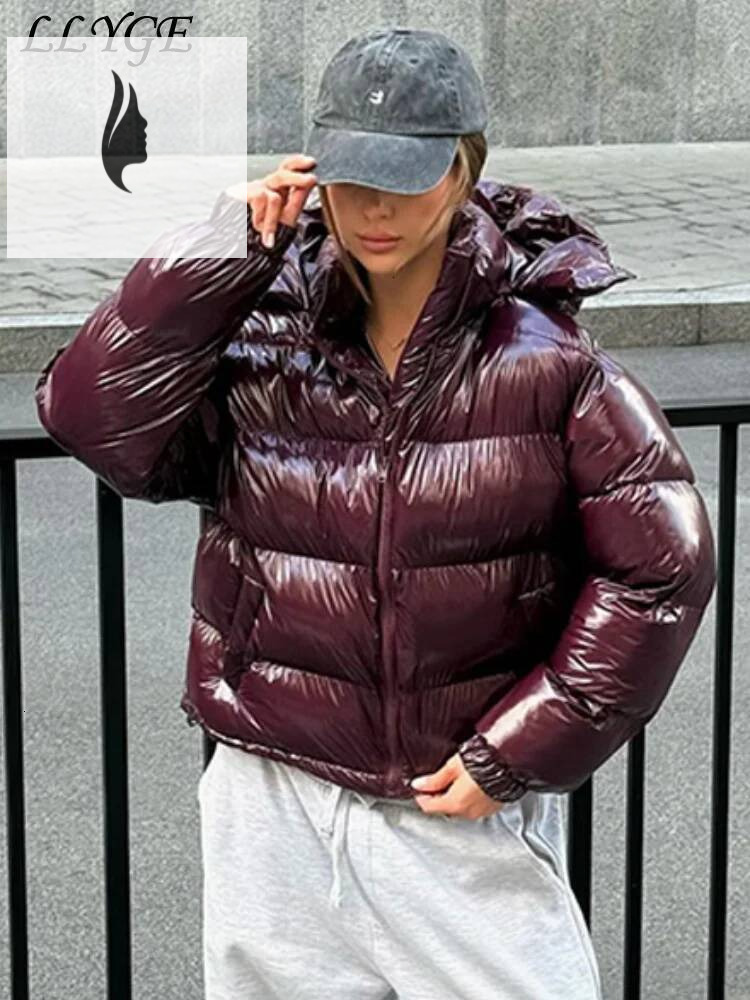 winter jacket women Casual Women's Puffy Winter Jackets Loose Stand Collar Zipper Long Sleeve Warm Coats Autumn Lady Street Chic Down Jacket