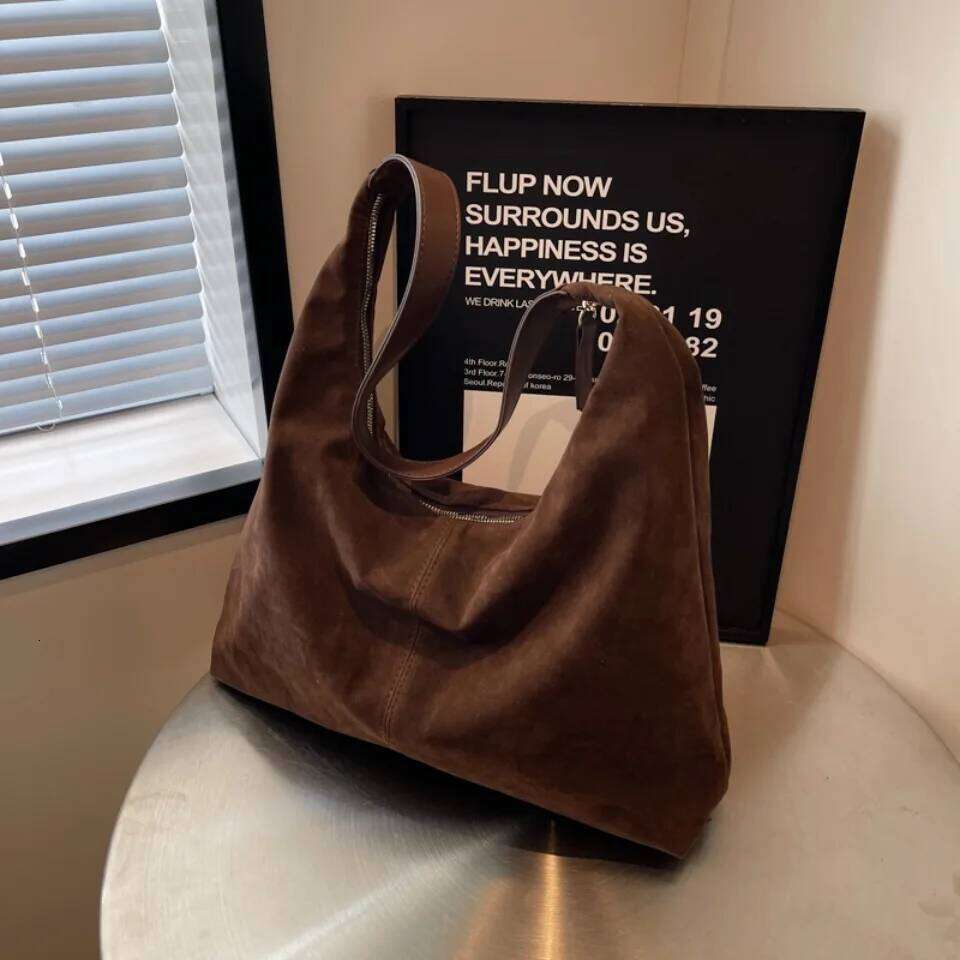 Designer Luxury Winter Soft Suede Leather Shoulder Hobos Handbags Women Bags Designer Underarm Commuter Travel Hand Bag Tote