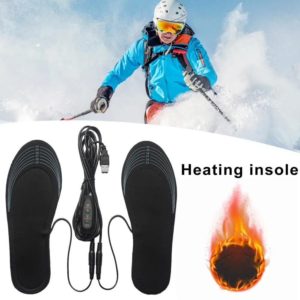 1 Pair Outdoor Winter Electric Heated Insoles Temperature Control Cuttable Reusable USB Heating Insoles Foot Warmer for Adults251020