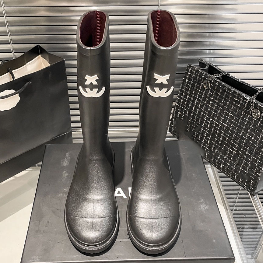 G220720 Brand Designer Square Toe Womens Rain Boots Heel Thick Sole Ankle Booist Excellent Quality Winter Women Rubber Boot Top Shoes Fast shipping