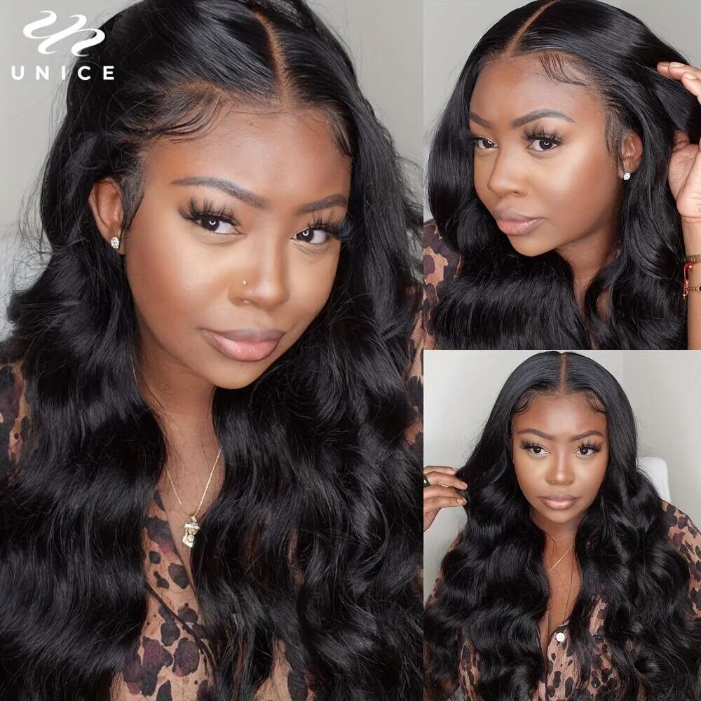 UNICE Everything Glueless Frontal With Baby 3D Body Wave 13X4 HD Cut Lace Front Wigs Human Hair Bleached Invisible Bye Knots Wig Pre Plucked
