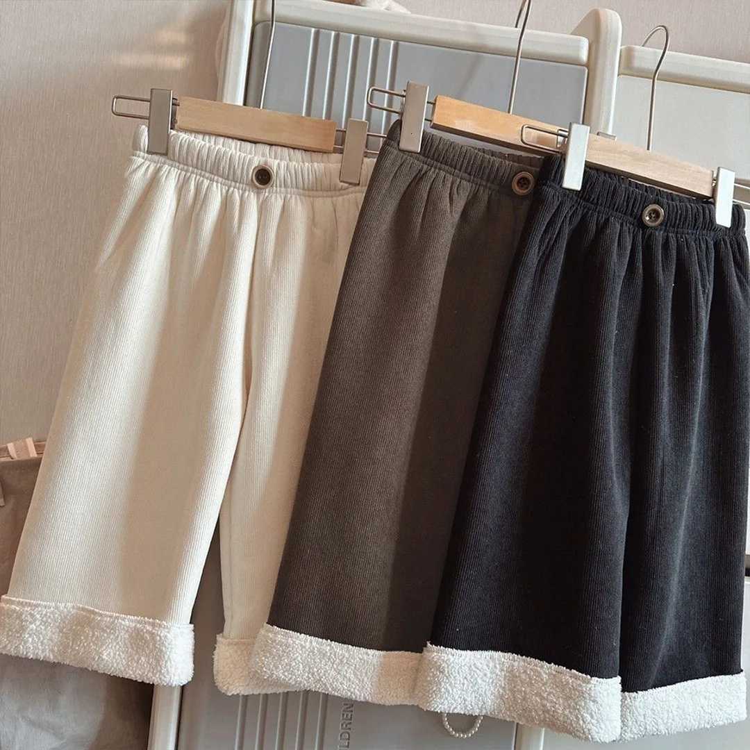 2025 Winter Childrens Clothing 18Y Kids Fleece Lined Corduroy Wide Leg Pants Solid Color Warm TrousersT251027