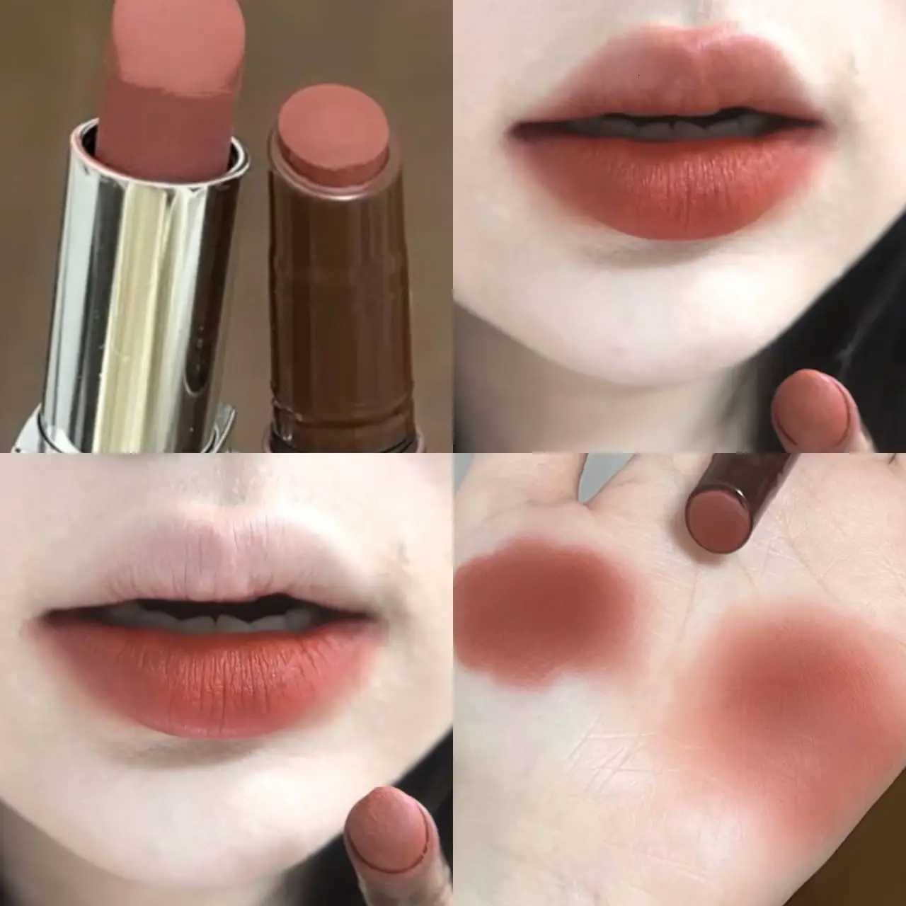 Smoked Brown Matte Lipstick Sexy Matte Red Lipstick Cosmetic Waterproof Lip Gloss NonStick Cup Nude Lip Stick Pen Korean Makeup W251027