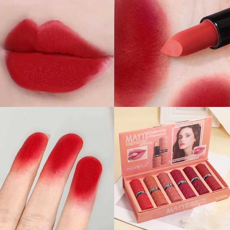 Matte Lipstick Set 6 Colors Velvet Smooth Nude Lip Stick Long Lasting Moisturizing and Waterproof NonStick Cosmetic Gifts W251027
