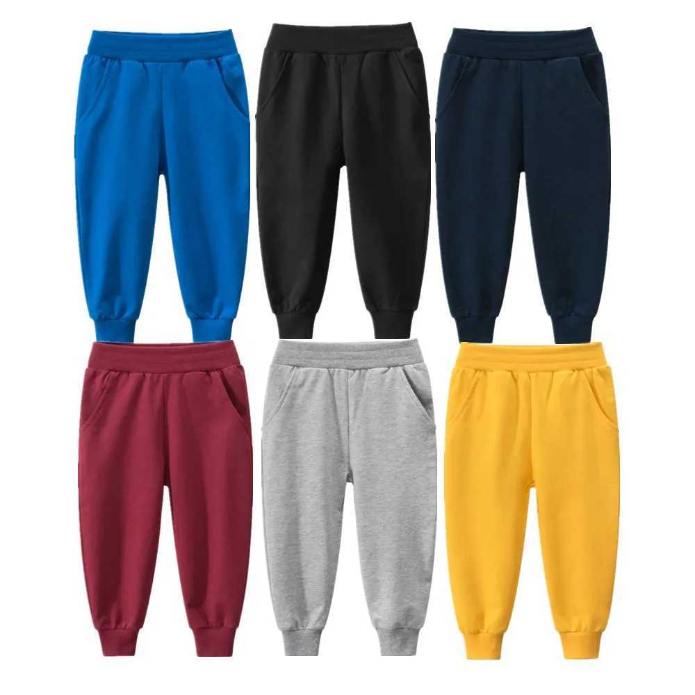 2024 Spring Kids Solid Trousers 100 Cotton Simple and Fashion Long Pants for Boys Girls Autumn Casual Sports SweatpantsT251027