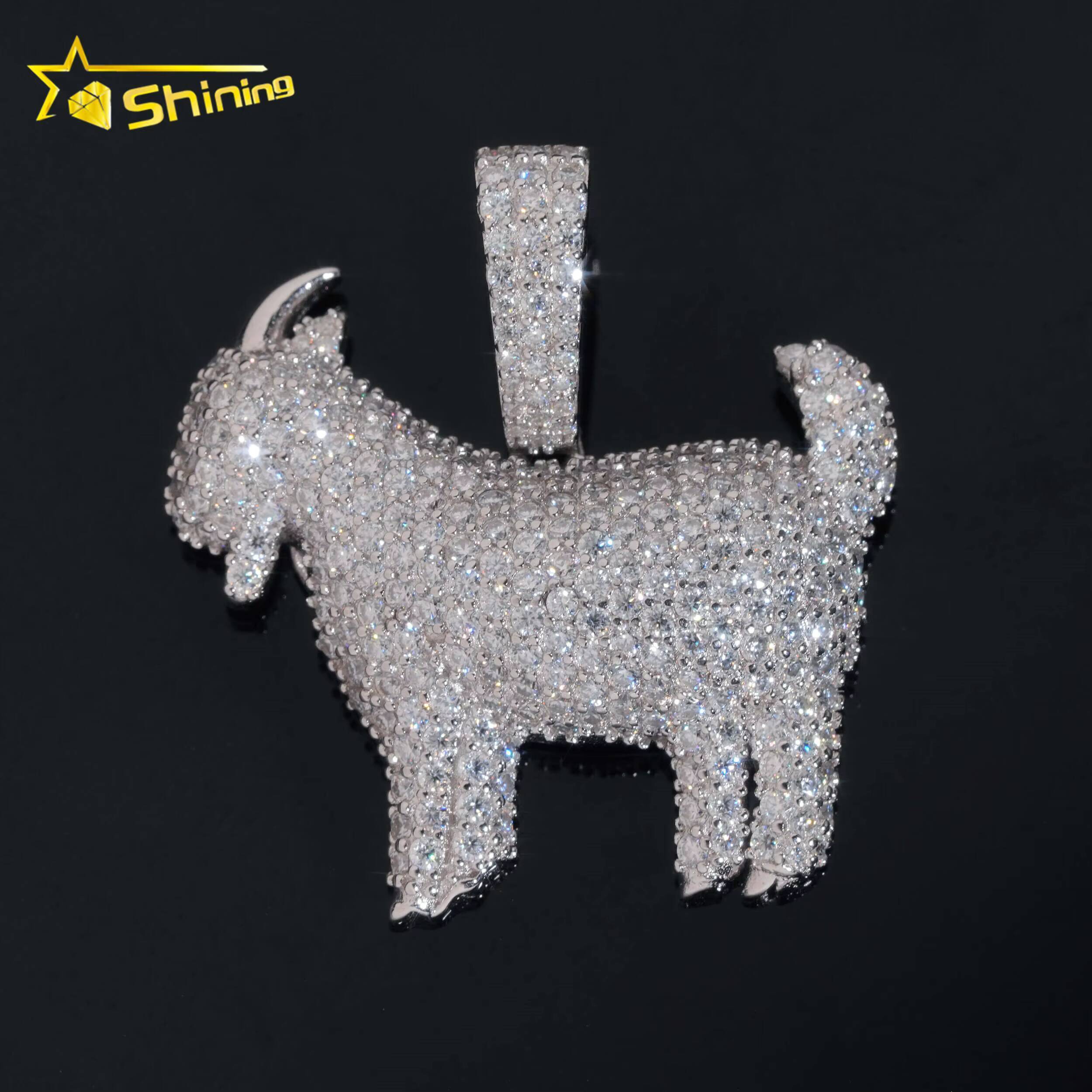 No Tarrifs USA Warehouse Stocks GRA Certificate Solid 925 Sterling Silver Hip Hop Iced Out VVS MoissanitePendant