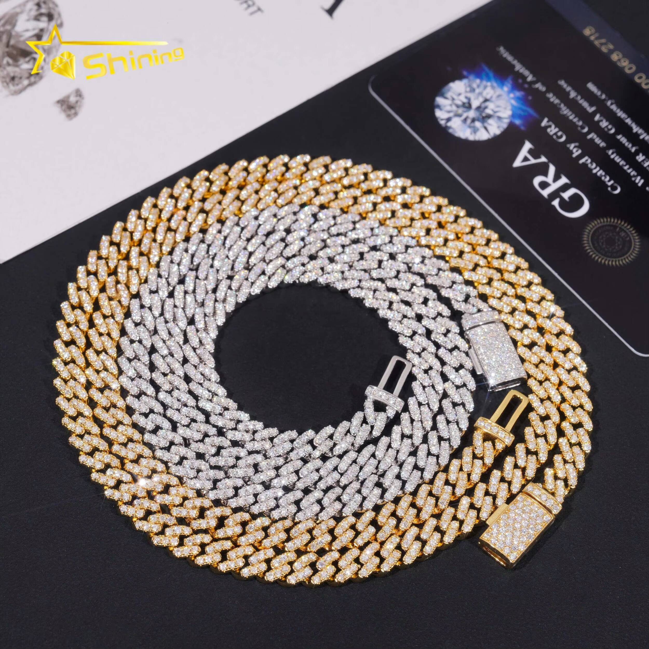 Pass Diamond Tester VVS Moissanite Diamond S925 Silver 6MM Cuban Bracelet Necklace Hip Hop Iced Out Jewelry Cuban Link Chain