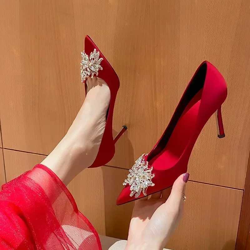 2024 Spring Summer Autumn New Wedding Shoes Red High Heels Slim Heels Korean Versi Pointed Toe Bride Shoes High HeelsXJ251027
