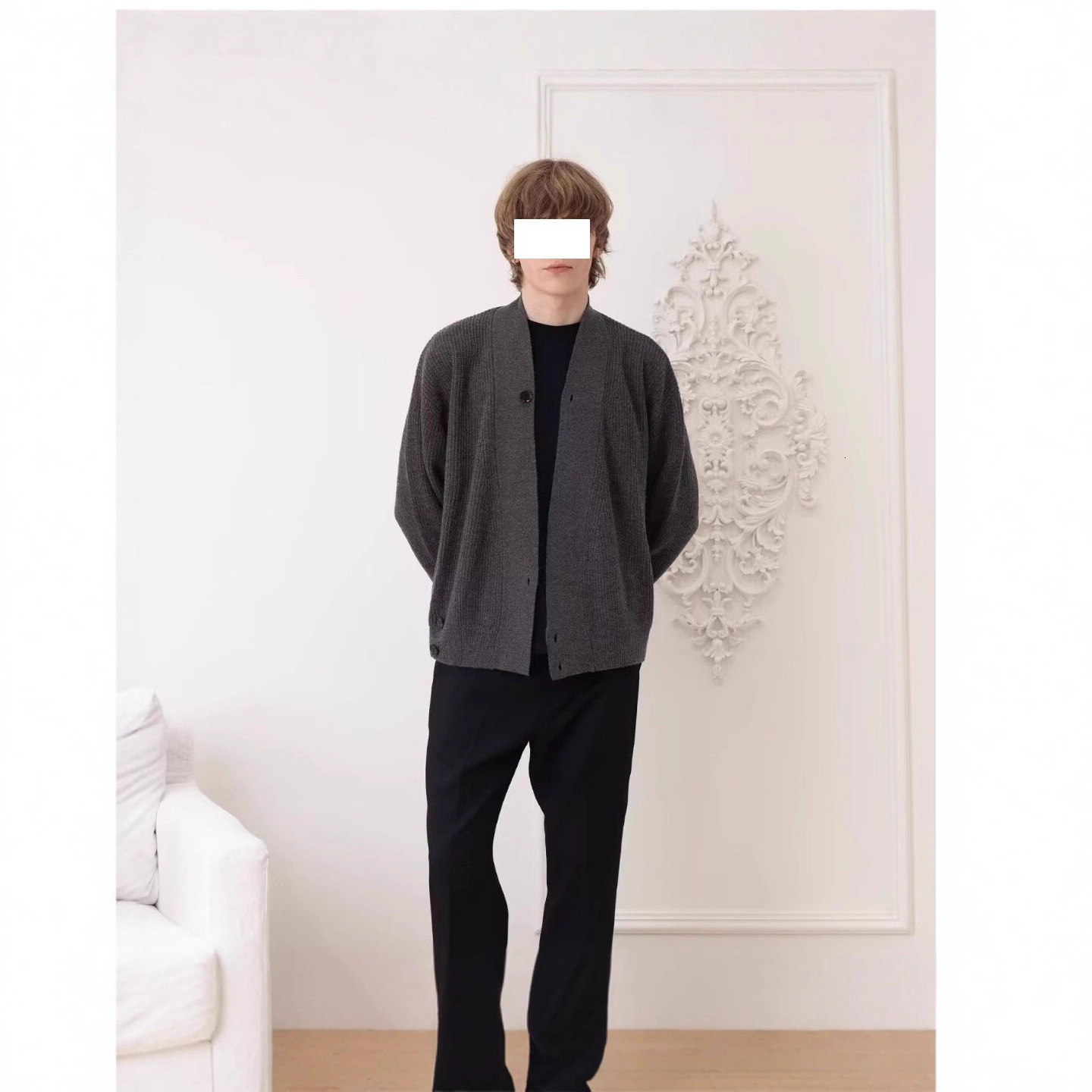 Harajuku New Men's Sweater Knitted Cardigan Casual V-neck Designer Sweater Loose Top Versatile Sweater Trendy Jacket