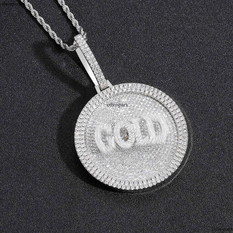 Hip Hop Custom A-Z Medium Size Disc Pendant Necklace Letters Rotatable Mens Jewelry