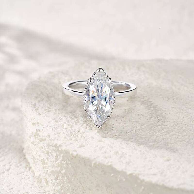 Romantic Pear Marquise Cut VVS1 Moissanite Rings 925 Silver Engagement Wedding Moissanite Fine Jewelry Ring