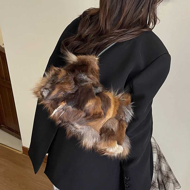 Winter Warm Fox Fur Shoulder Hobo Bags For Women Latest Luxury Designer Purses And Handbags Elegant Evening Bag For Dinner Party Y251027