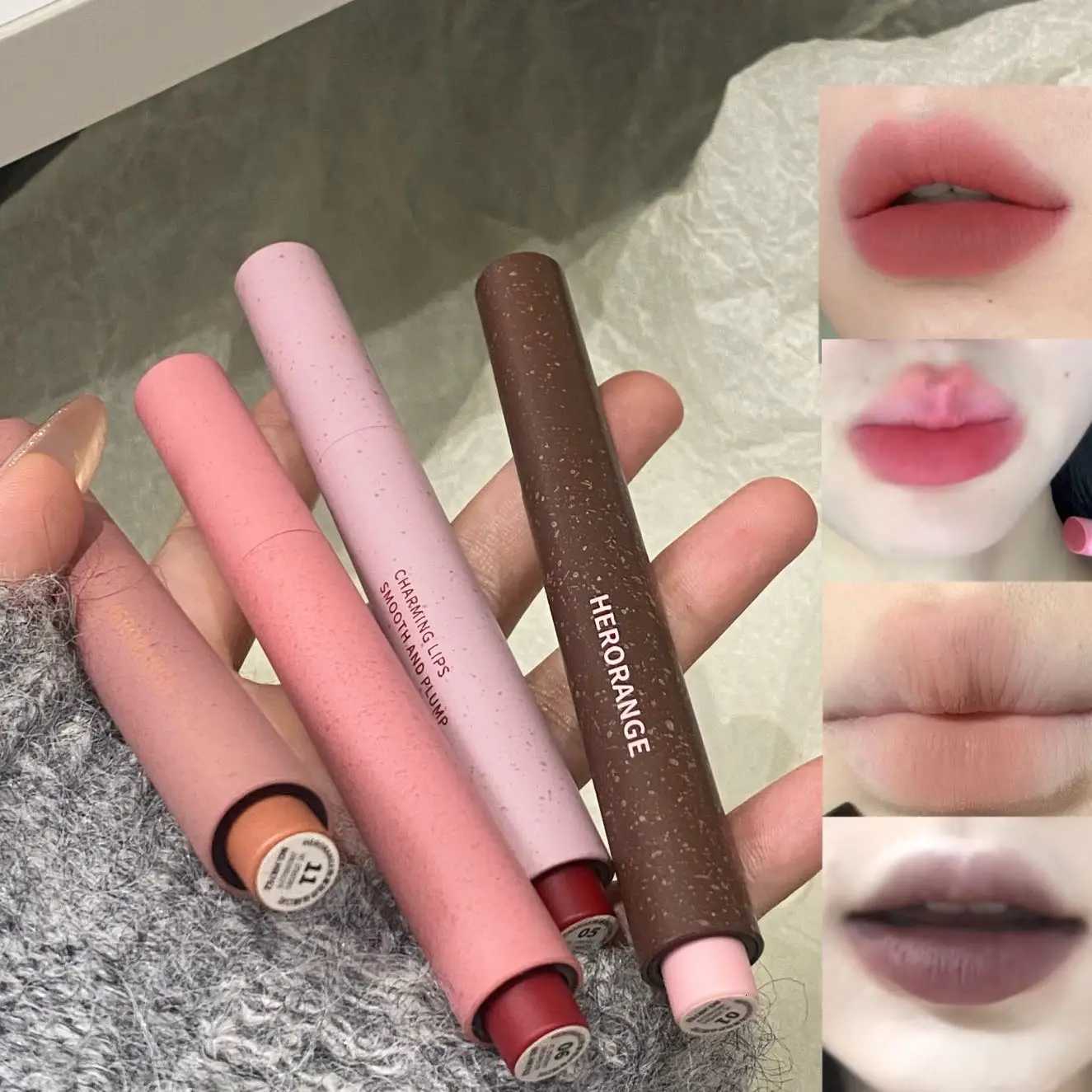 Smoked Brown Matte Lipstick Sexy Matte Red Lipstick Cosmetic Waterproof Lip Gloss NonStick Cup Nude Lip Stick Pen Korean Makeup W251027