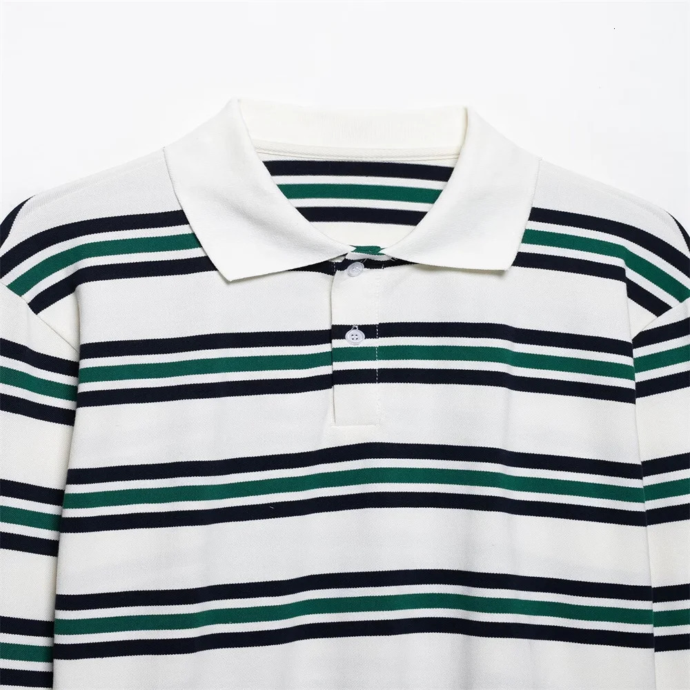 UNIZERA 2025 Womens Long Sleeve Striped Polo style Shirts in Burgundy and White with Contrasting Collars for a Casual Look 251027