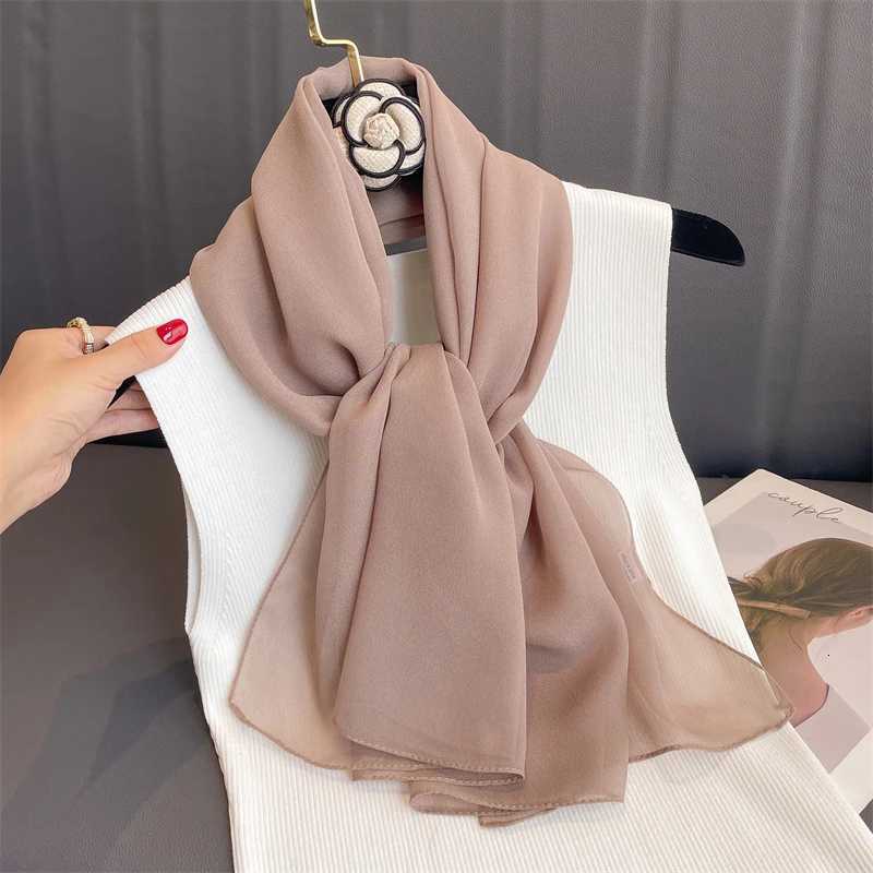 2023 New Fashion Summer Wen Soild Color Beach Scarf Silk Shawls band Fa band Wraps Sunscreen Hijab WhosaW251027