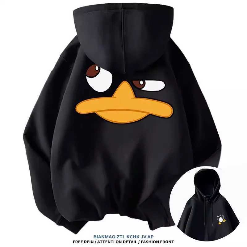 Cartoon Duck Fun Largesize Hooded Sweatshirt Men Women Autumn Winter Daily Outdoor Sports Street Casual Warm Fashion Couple Top W251027